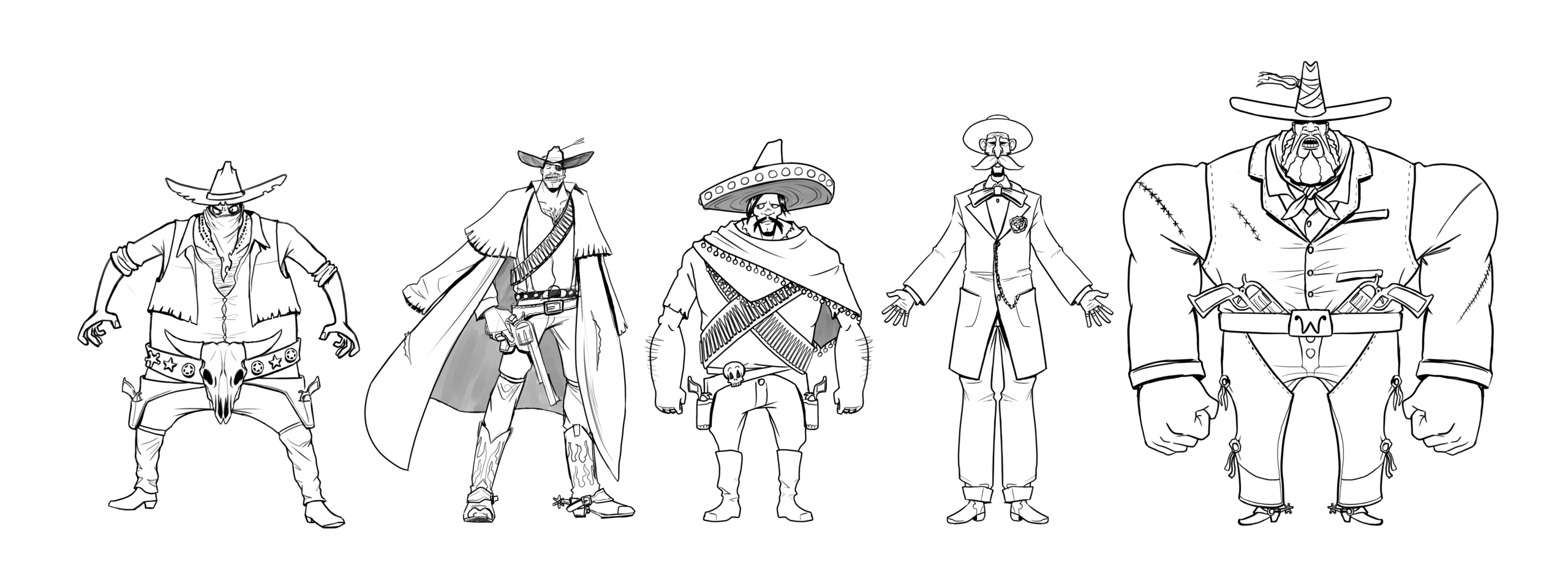 Sunset Riders — character designs